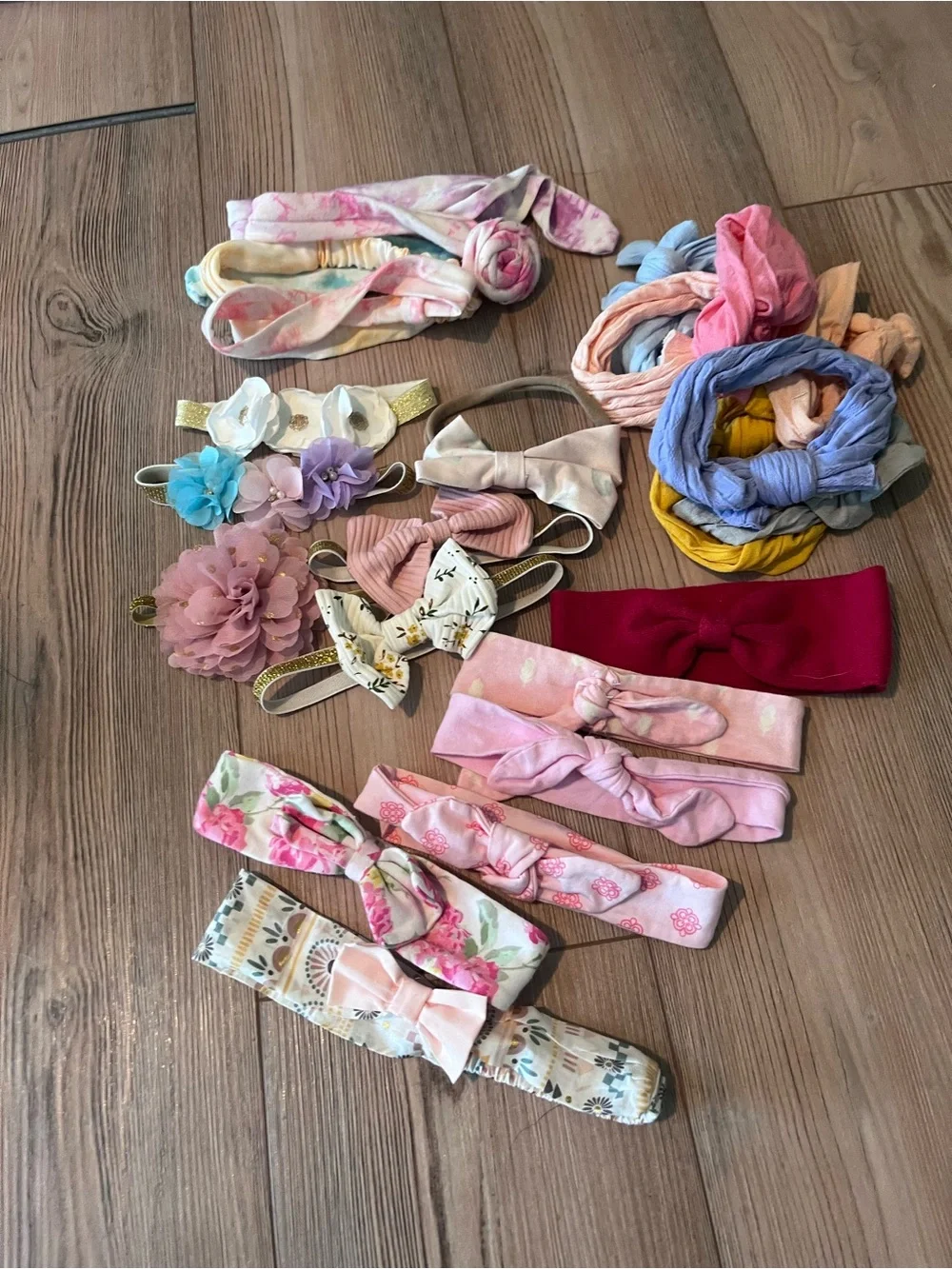 Baby Girl’s Floral & Bow Headband Set - Pink, White, Blue, Purple